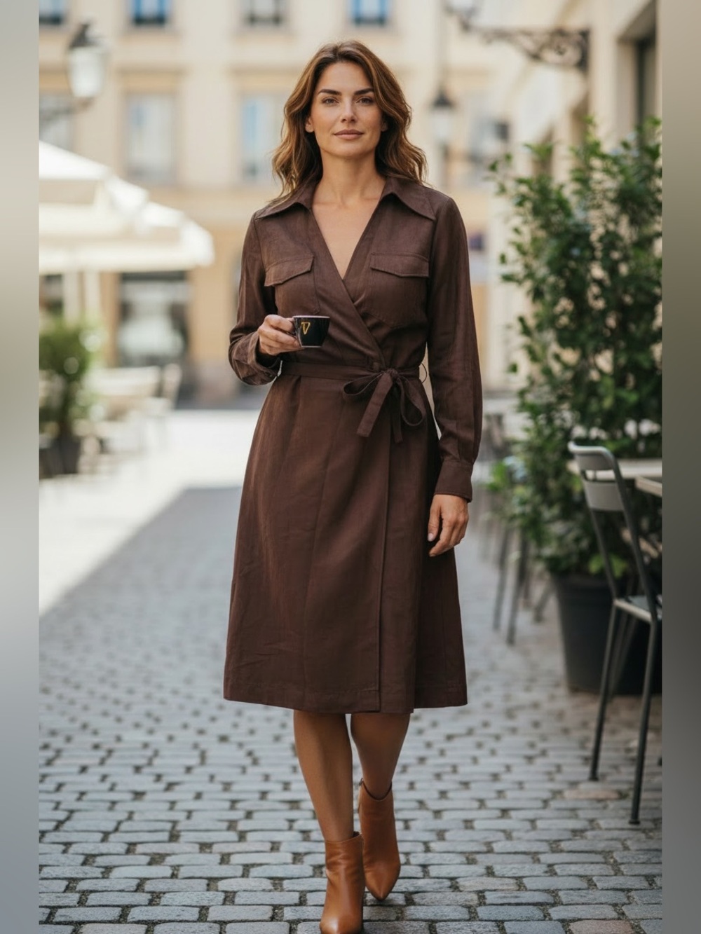 Banana Republic Factory Faux Suede Wrap Dress Sz 12 Modern Clean Classic Office